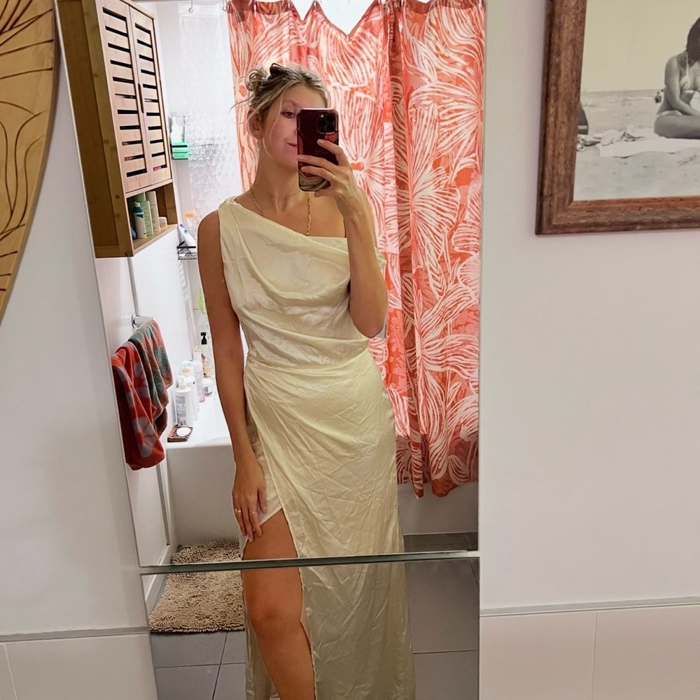 Reformation One Shoulder Bridal poema silk dress